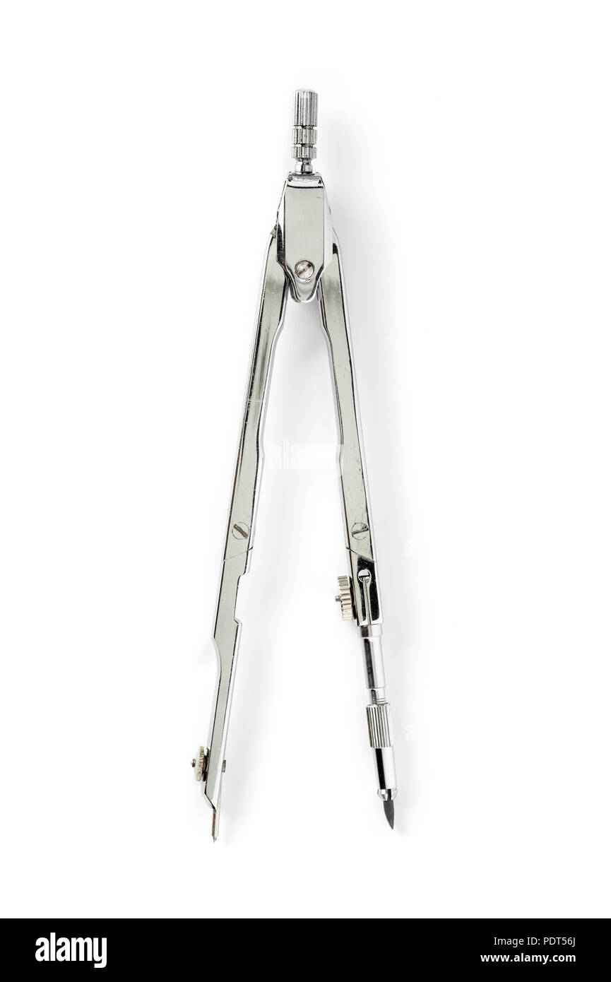 closeup compass (drawing tool) isolated over white background Stock