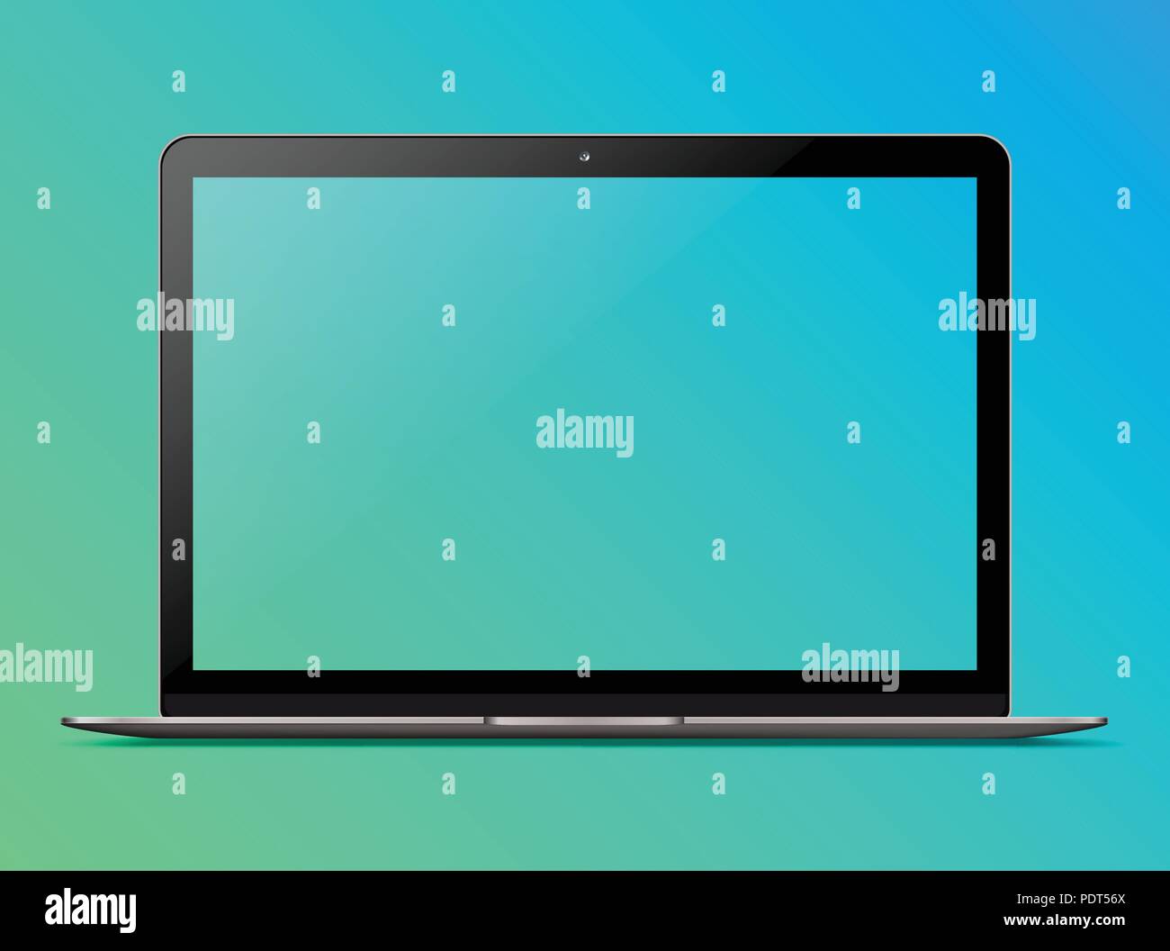 Computer note book mockup transparent display screen. Vector illustration for technology and easy place demo on screen. Stock Vector
