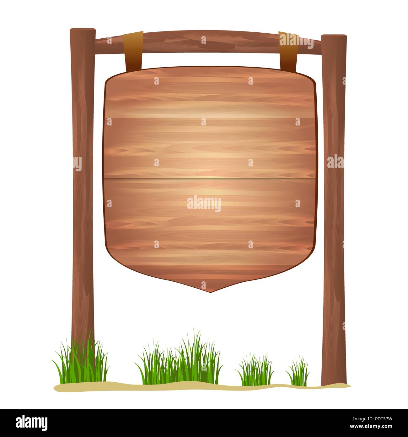 Wooden sign standing in grass isolated on white background vect Stock ...