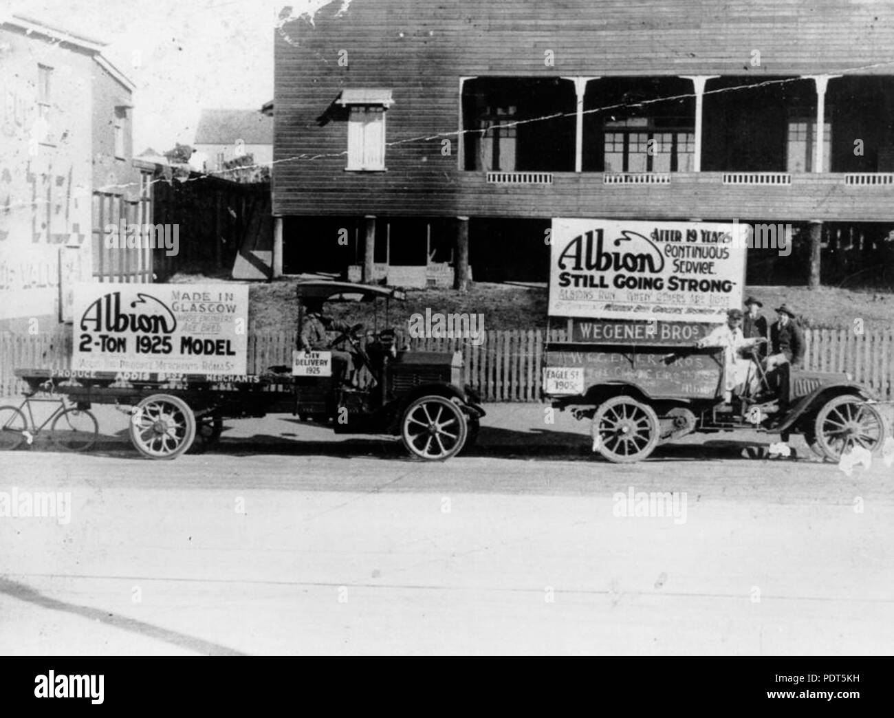 Two delivery trucks Black and White Stock Photos & Images Alamy