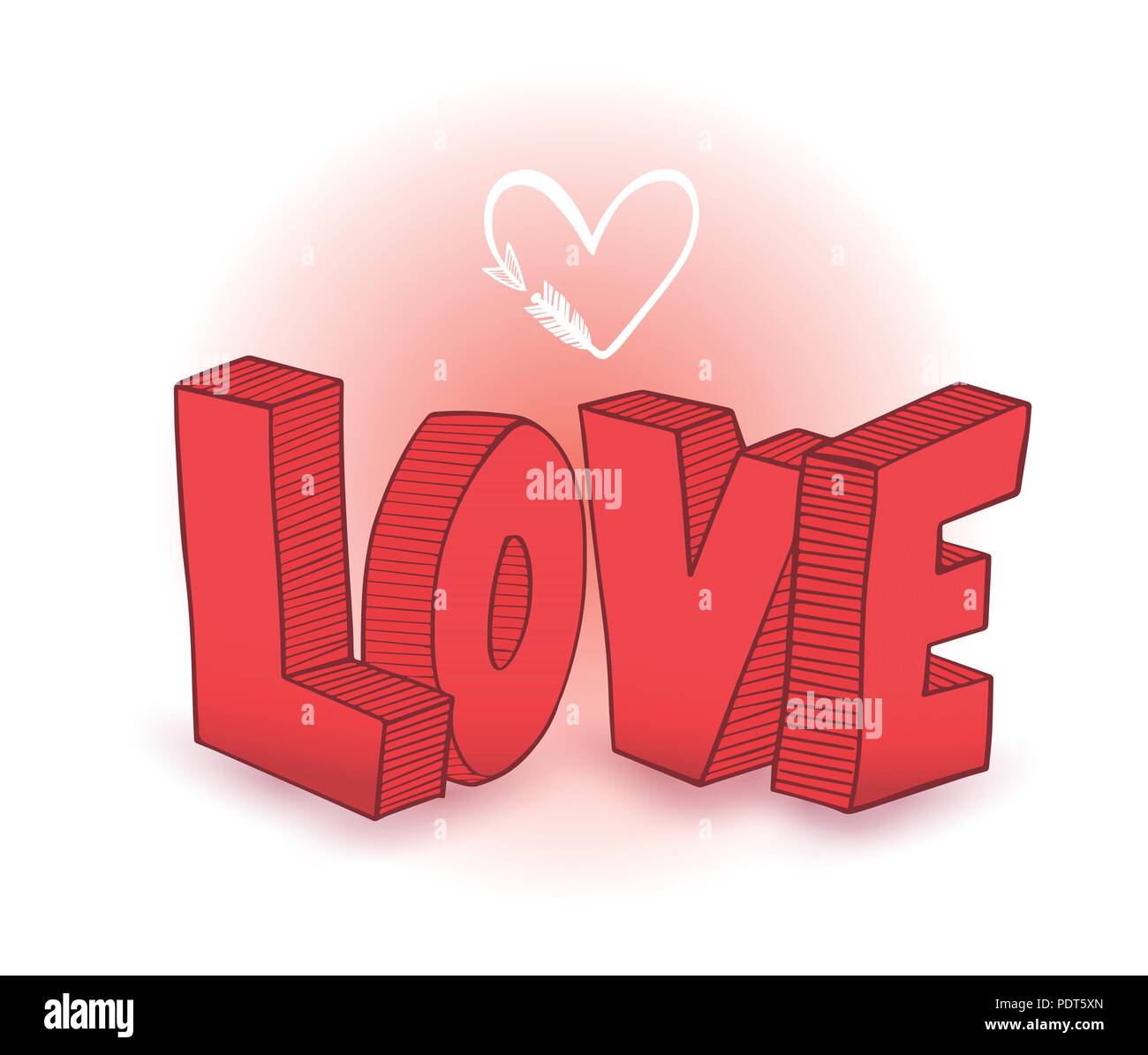 Love Drawing 3d Style With Heart Arrow Vector Illustration For Love Concept Wedding And Valentine Stock Vector Image Art Alamy
