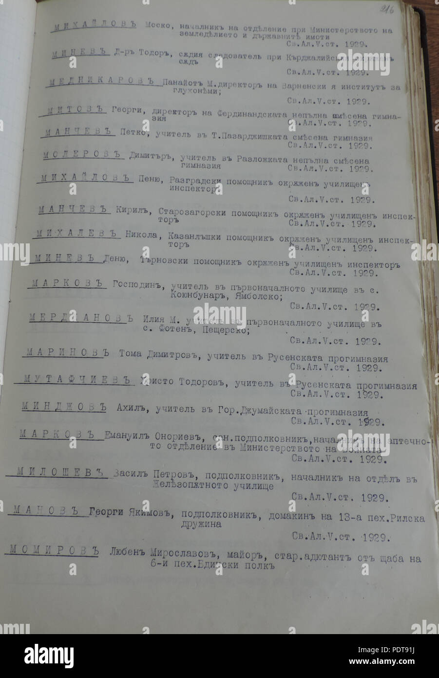 58 BASA-3K-2-123-216-Recipients of the Bulgarian Order of Saint Alexander, 1912-1935 Stock Photo