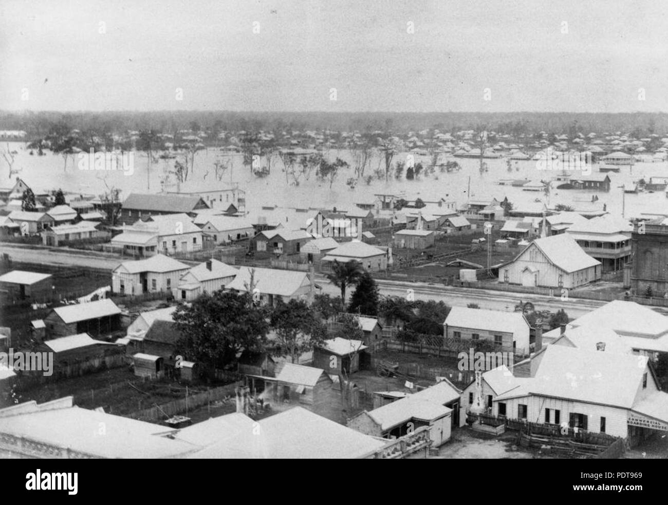 264 StateLibQld 1 391173 Bundaberg during a flood, 1893 Stock Photo