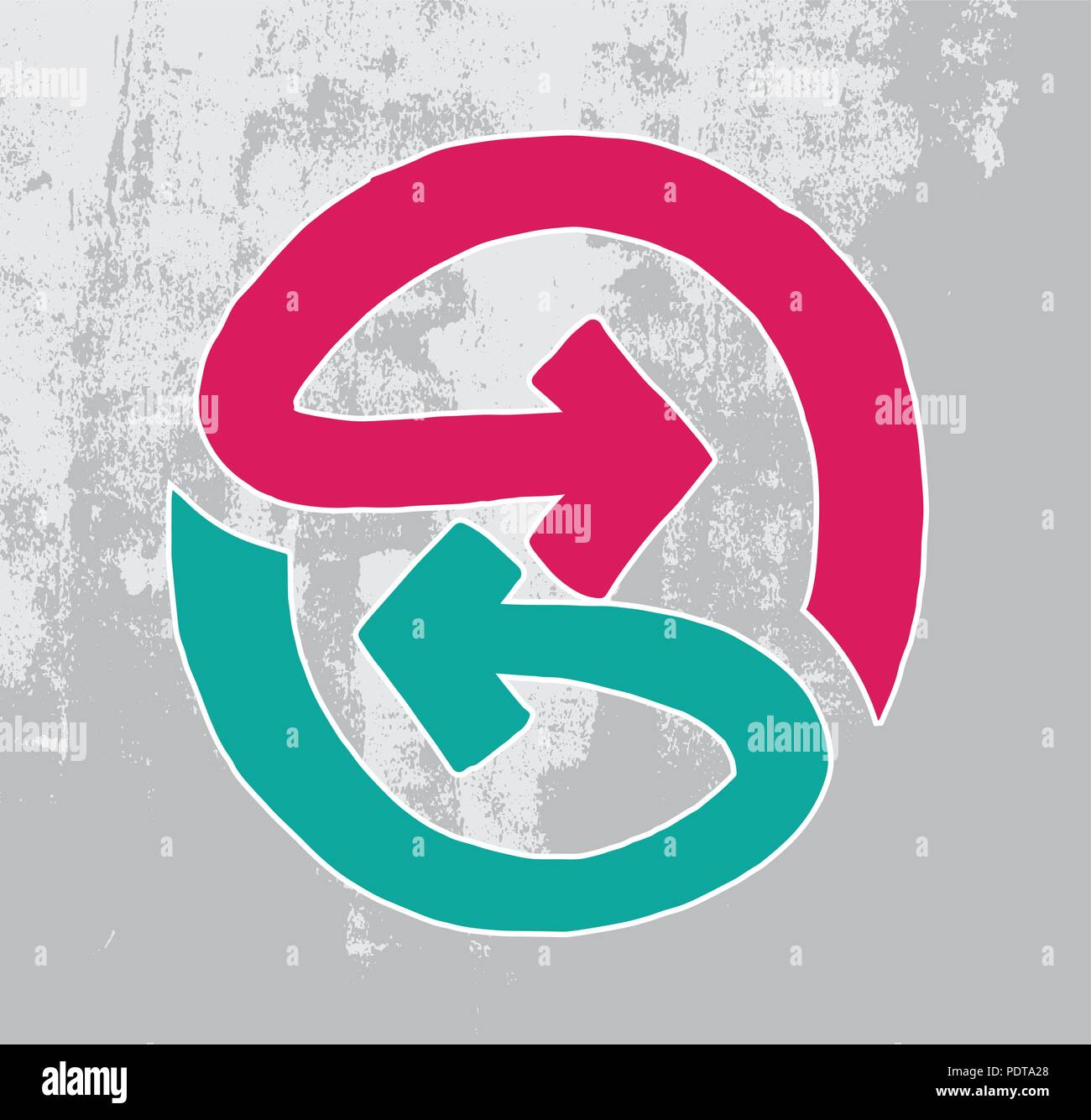 Symbol of bidirectional arrows hand drawn on texture. Vector ...