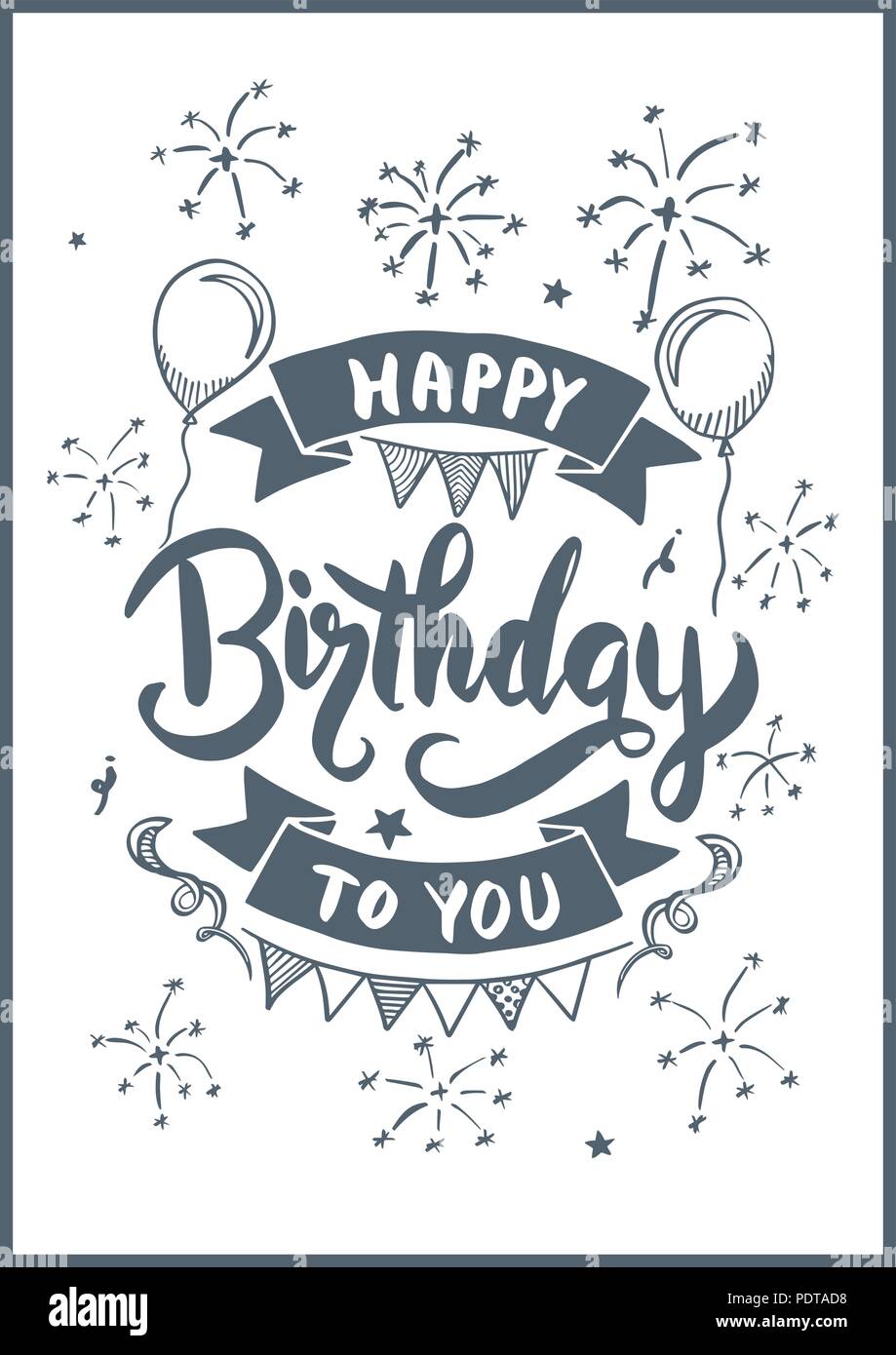 Happy Birthday To you drawing style for birthday card. Vector illustration Stock Vector Image & Art - Alamy