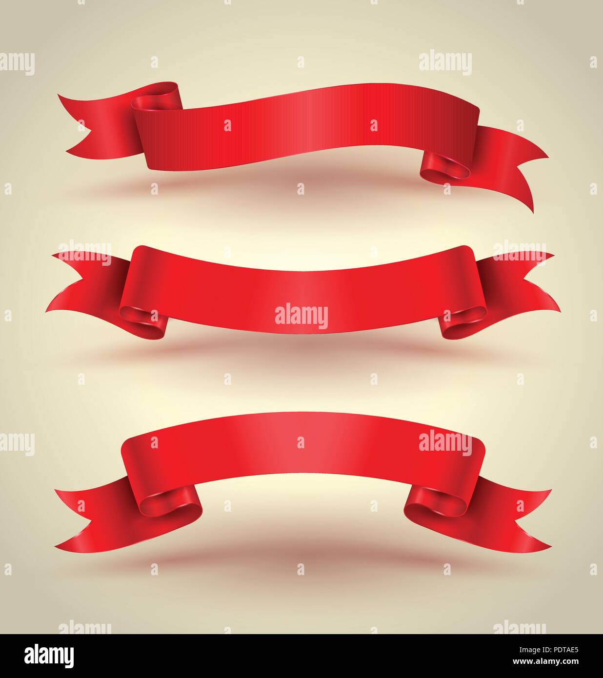 Red ribbon banner set hight quality. Vector illustration. Stock Vector