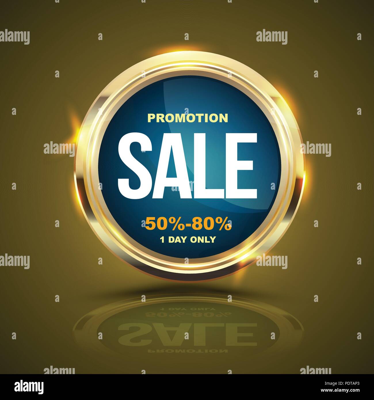 SALE banner gold circle for promotion advertising. Vector illustration. Stock Vector