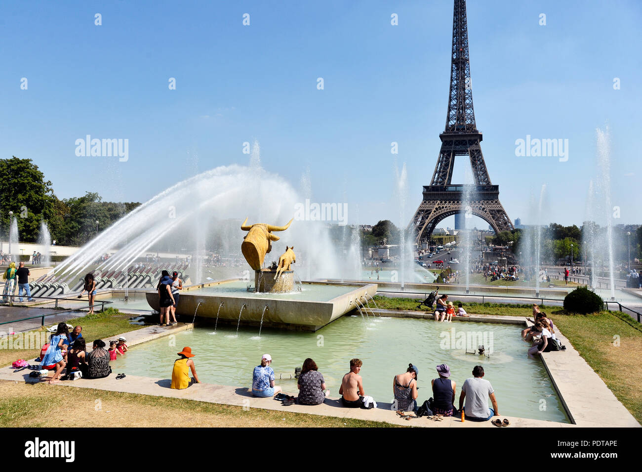 Heat wave in Paris - Trocadéro - Paris - France Stock Photo