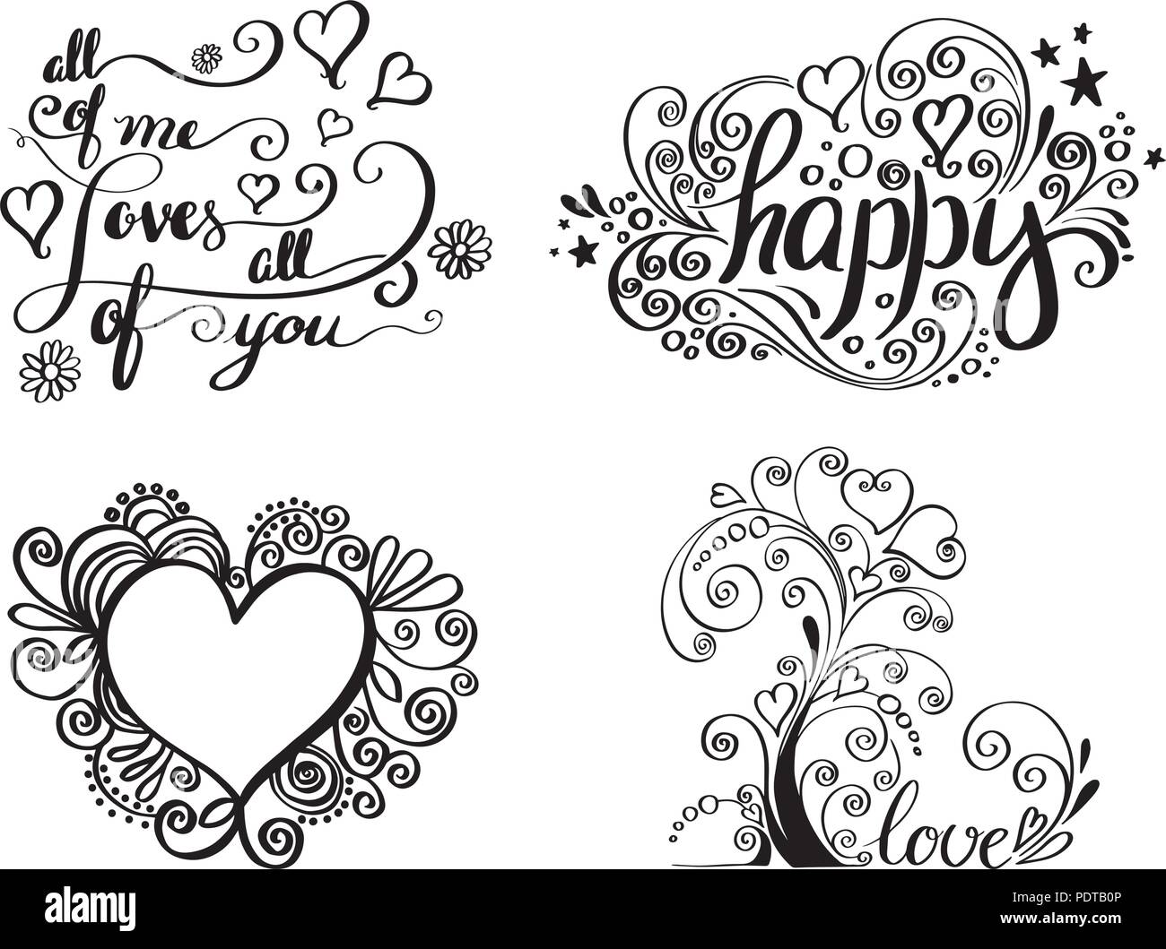 Hand lettering set for love card Stock Vector Image & Art - Alamy