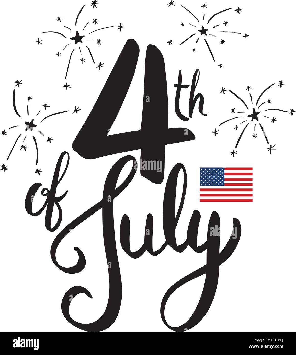 4th July lettering for Independence Day. Vector illustration Stock