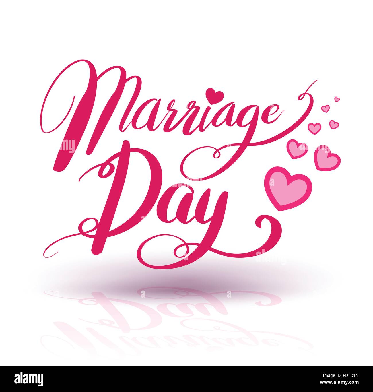 marriage day calligraphy heart shaped. lettering vector