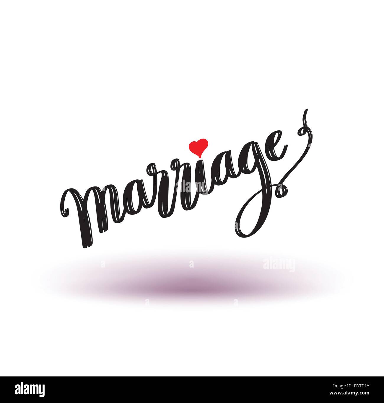marriage day calligraphy heart shaped. lettering vector