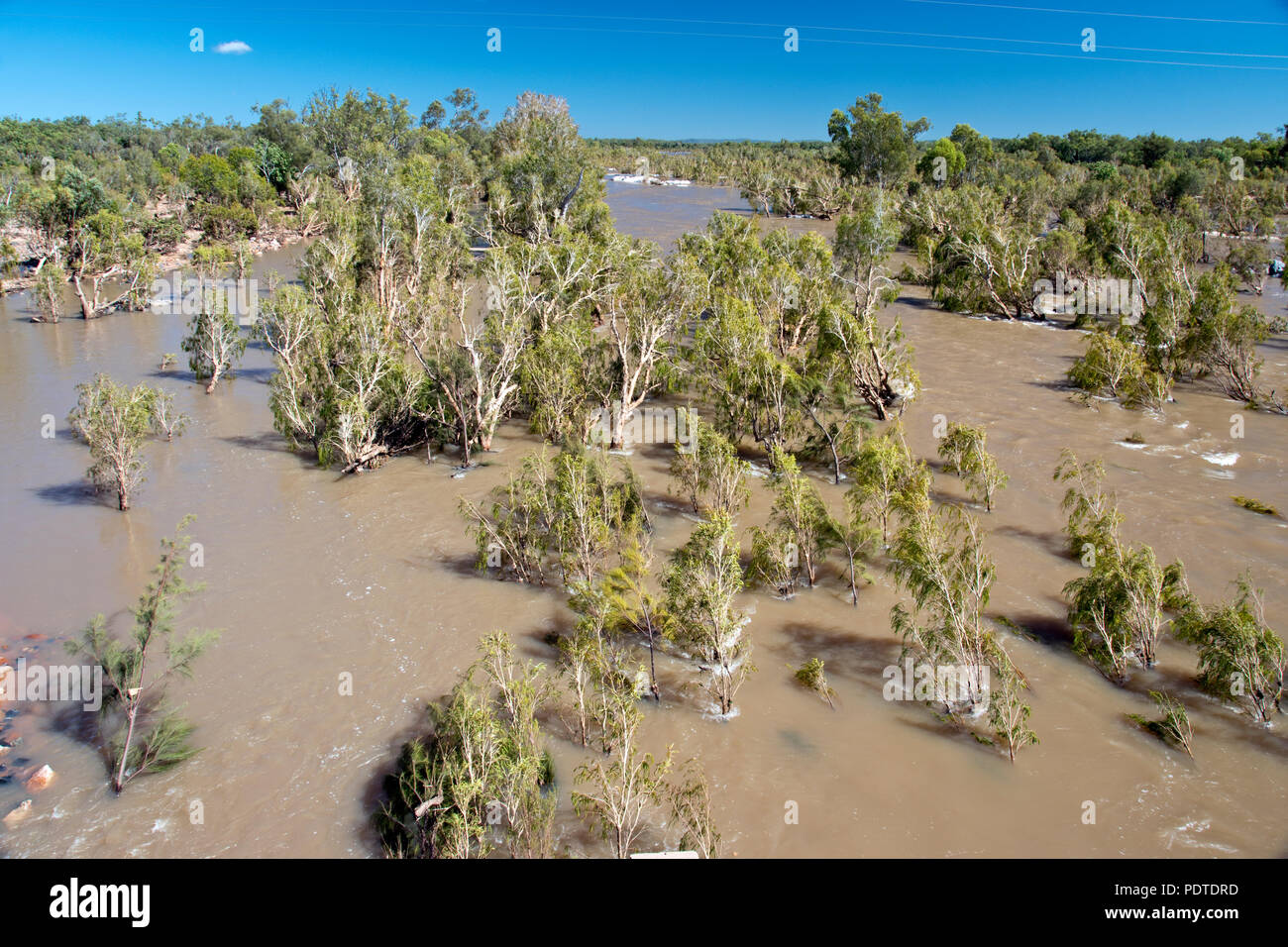 The flooded Einasleigh River during the wet season in the outback of Queensland, Australia Stock
