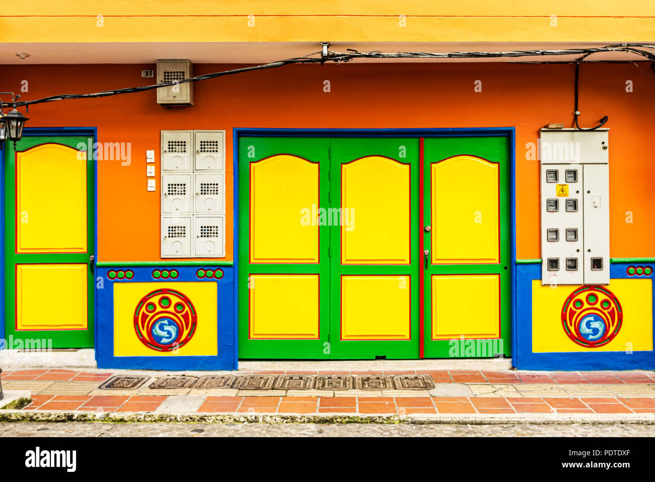 Guatape, Colombia March 27, 2018 Colorful colonial houses on a