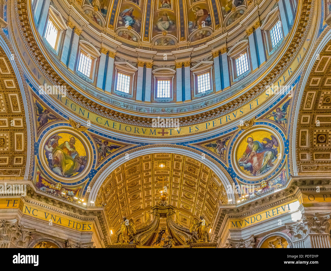 Vatican city, Vatican - October 12, 2016: Ornate interior of the Saint Peter's Basilica in Vatican City Stock Photo