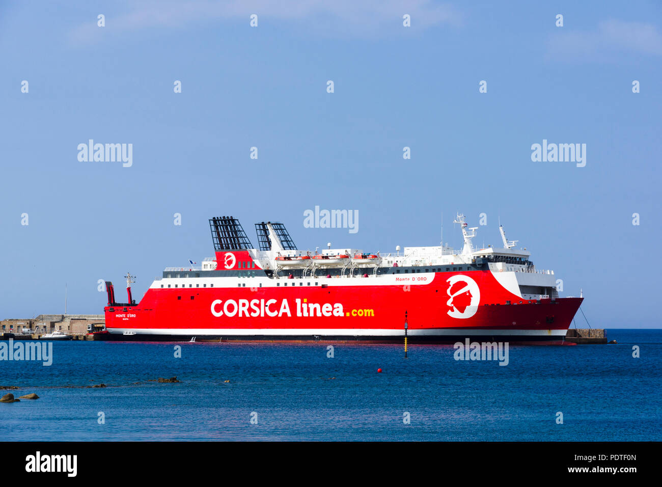 Corsica Linea ferry 'Monte d'Oro', L'Île-Rousse, Corsica, France Stock Photo
