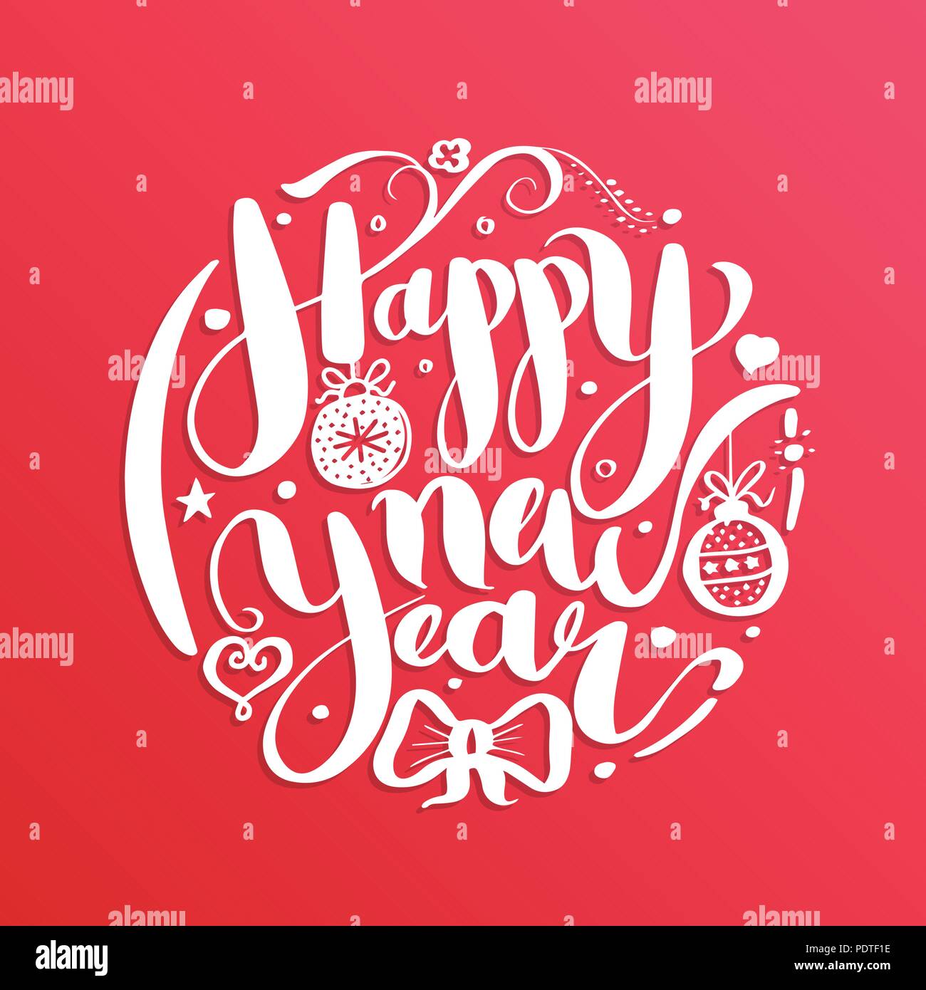 Happy New Year, lettering Greeting Card design text. Vector ...