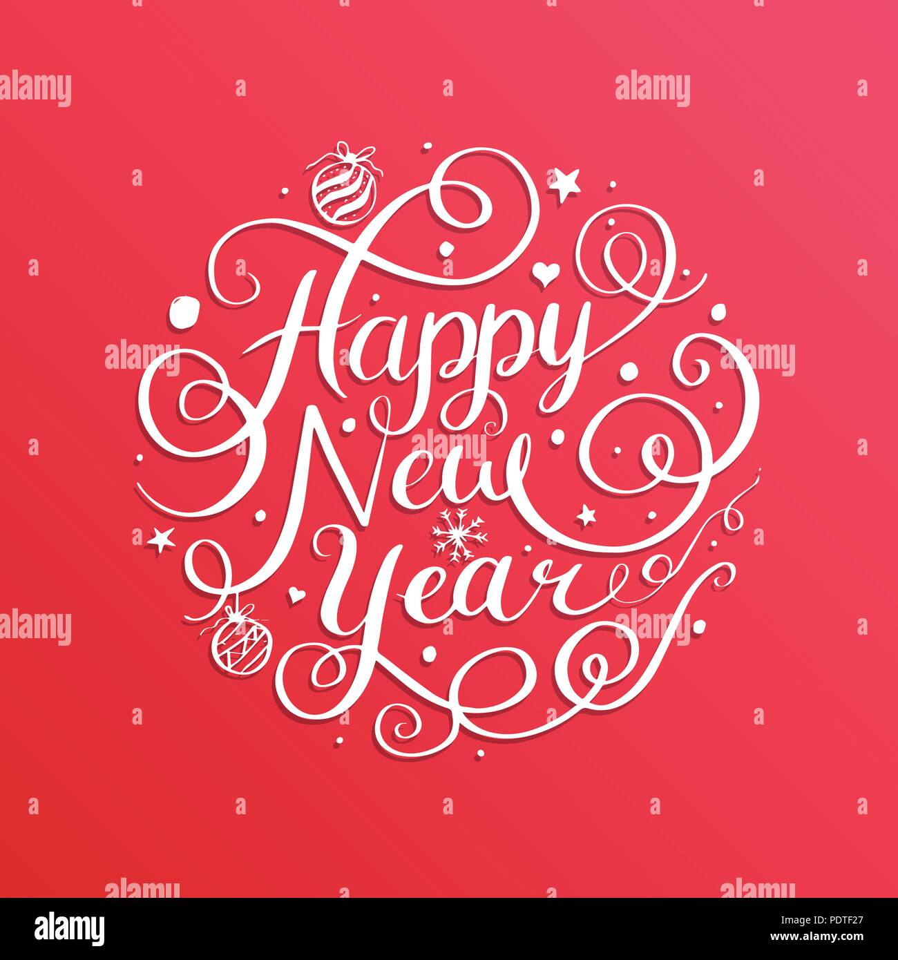 Happy New Year, lettering Greeting Card design text. Vector ...