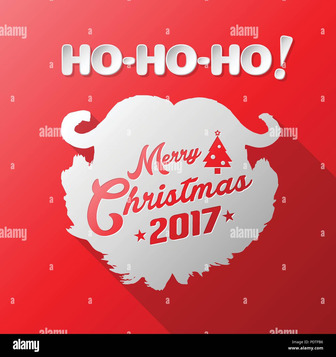 Christmas Greeting Card Holidays Merry Christmas lettering on Santa Beards, vector illustration. Stock Vector