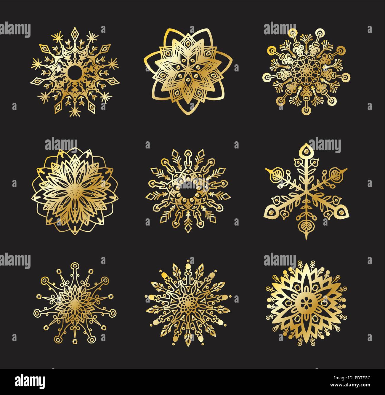 Set of vector snowflakes gold. Vector illustration Stock Vector Image ...