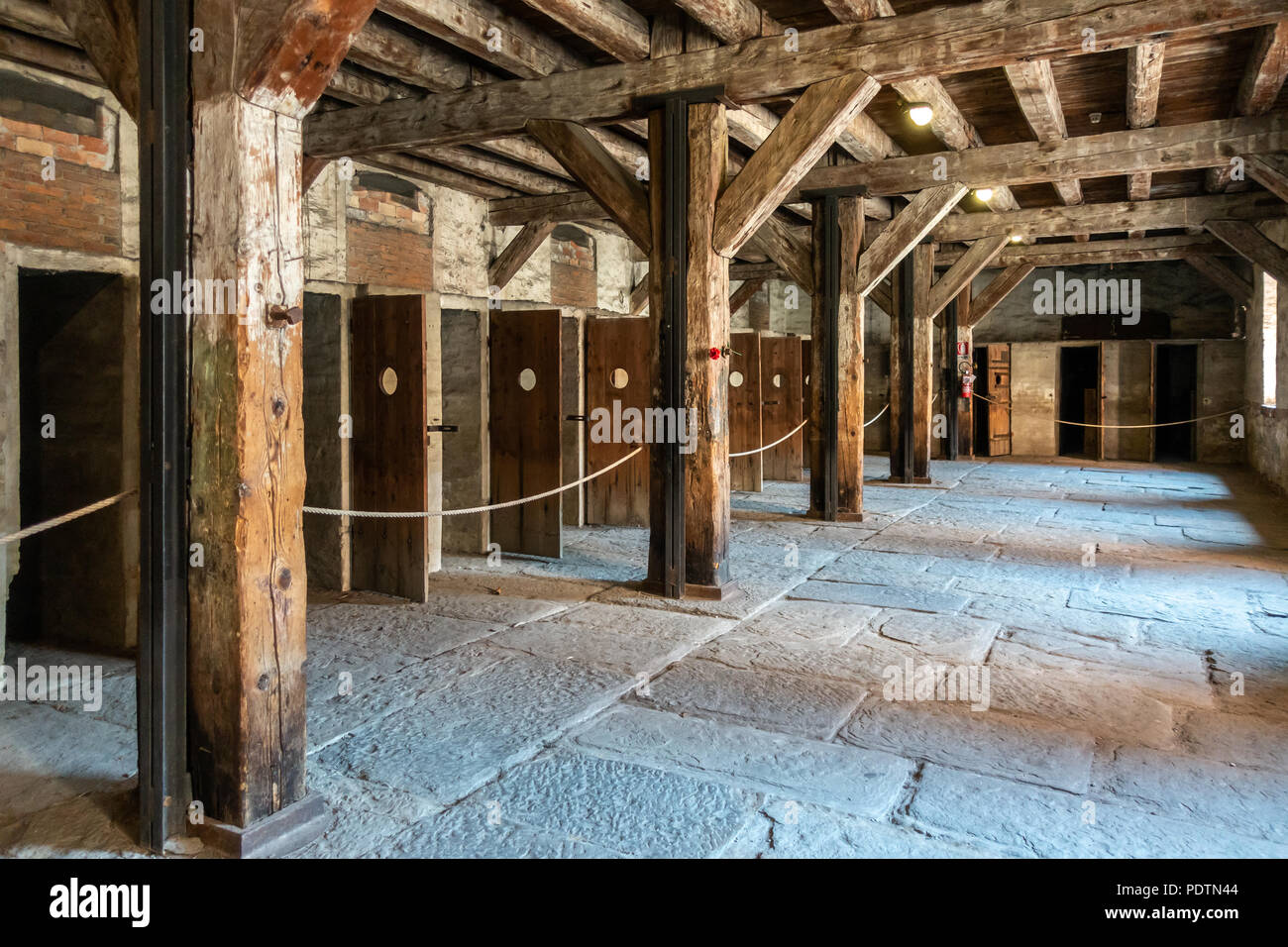 Trieste, Italy - 06 August 2018: Concentration camp Cell of the death camp Risiera di San Sabba. A former nazi concentration camp Stock Photo