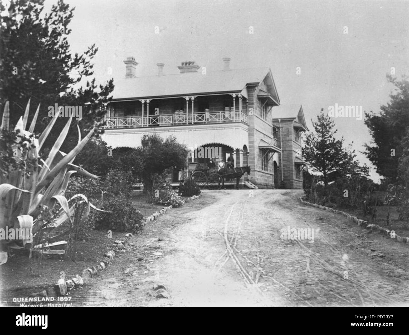 204 StateLibQld 1 108836 General Hospital as seen from the driveway, Warwick, ca. 1897 Stock Photo