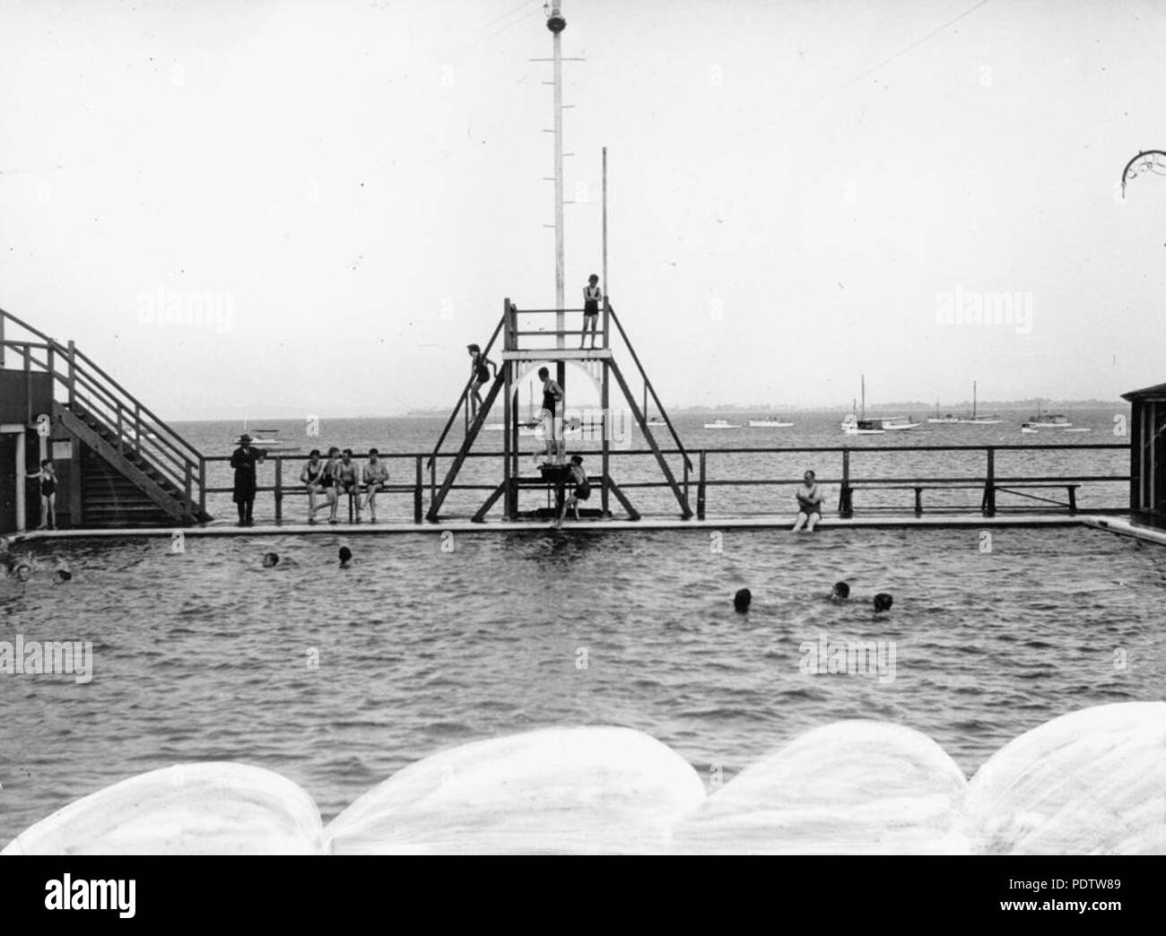207 StateLibQld 1 114128 Bathers at the Manly Swimming Baths, Brisbane