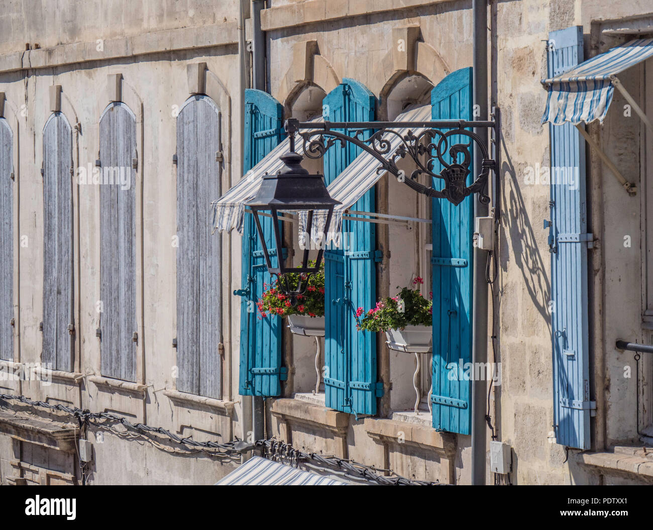 French windows in Provence, South of France Stock Photo