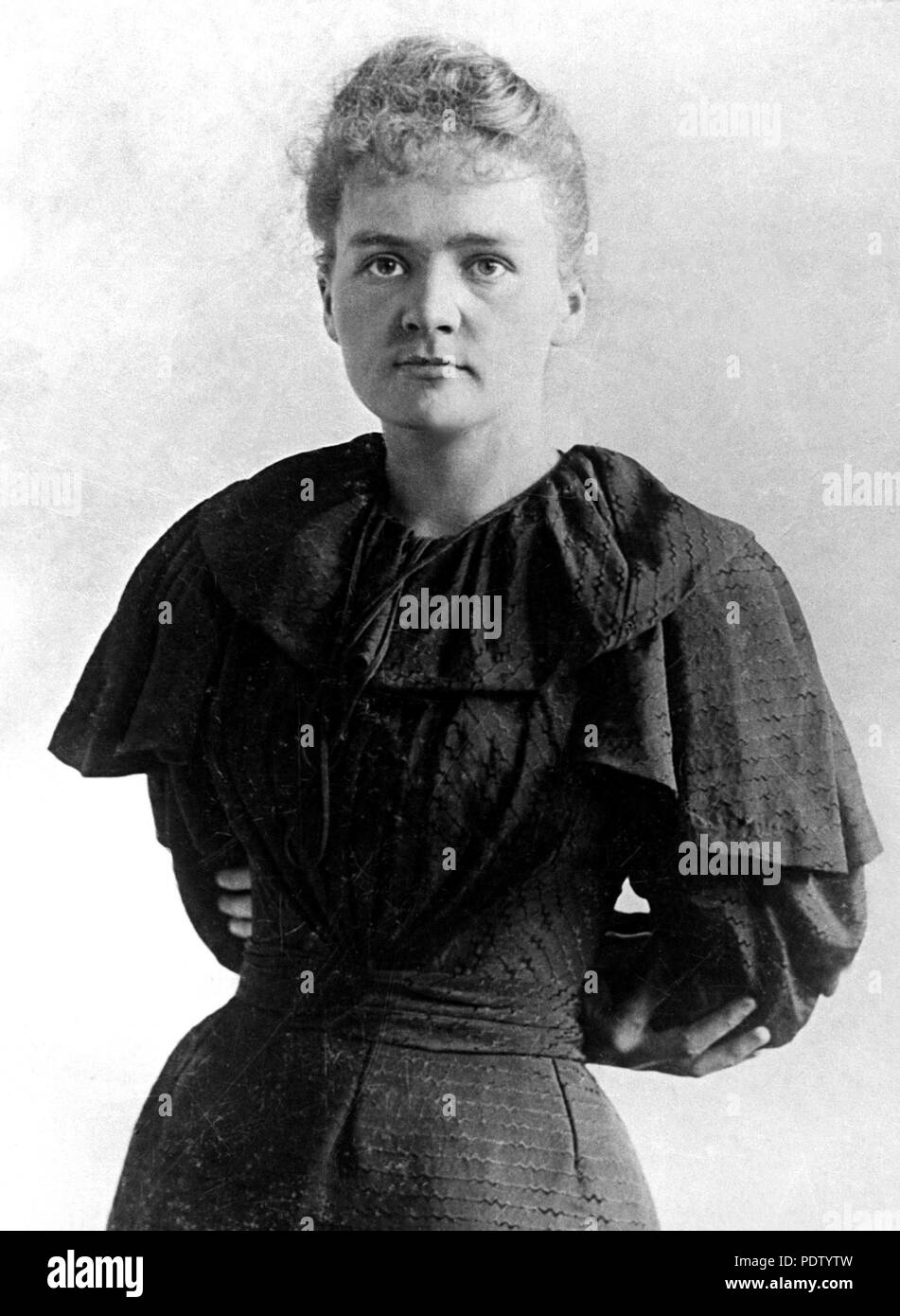 PARIS, FRANCE:  Picture dated probably 1895 shows student Marie Sklodowska shortly before her wedding with Pierre Curie. She was born in Warsaw 07 November 1867 and received her early scientific training from her father. She became involved in the students's revolutionary activities. Marie Curie and her husband, the French physicist, Pierre Curie, were the discoverers of radium and won the Nobel prize for physics in 1903. Pierre Curie was born in Paris 15 May 1859 and his most important contributions to physics was the discovery that the magnetic properties of substances change at certain temp Stock Photo