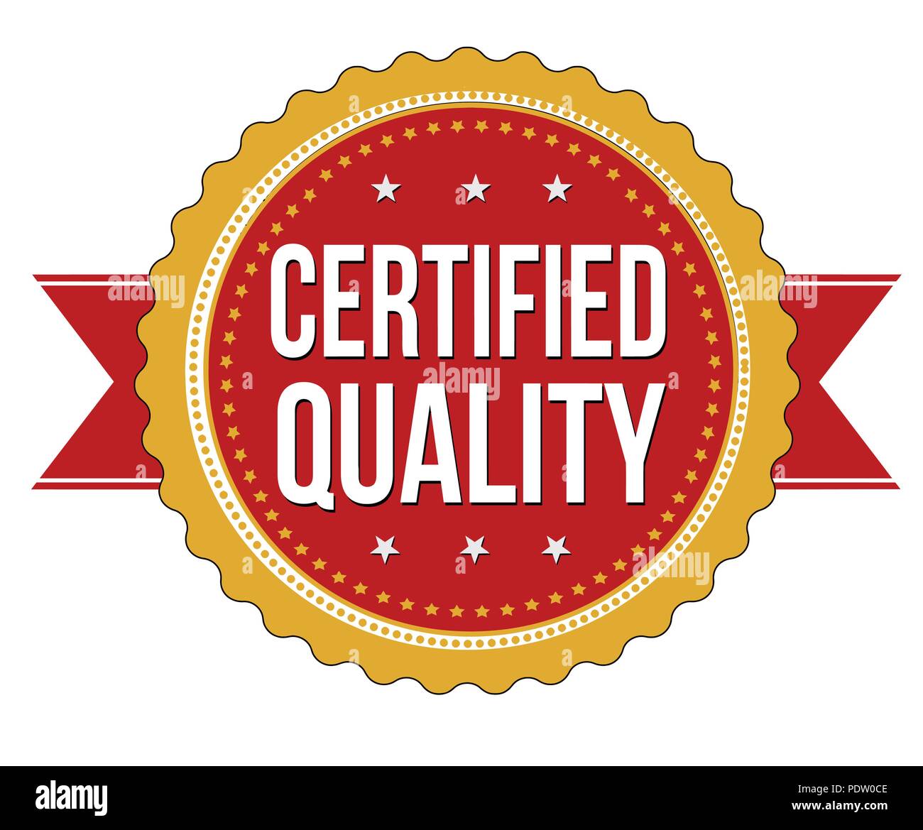 Certified quality label or sticker on white background, vector