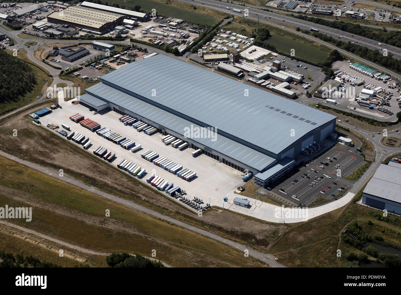 aerial view of the Great Bear Distribution unit at Markham Vale near Chesterfield Stock Photo