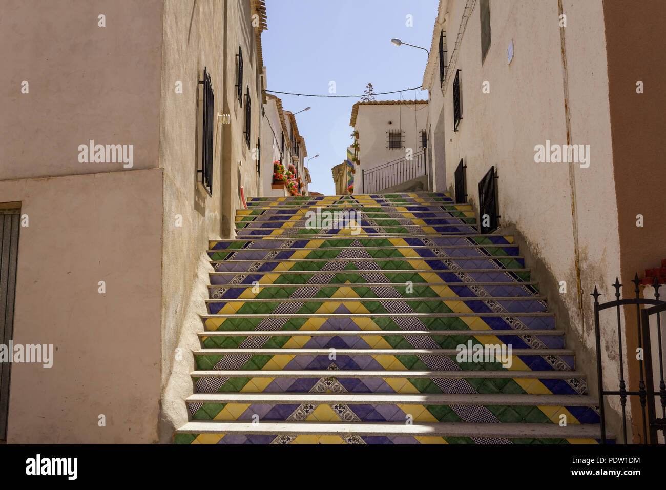 Ornate Hand Made Spanish Tiles Used To Tile Steps in a Small Rural Town