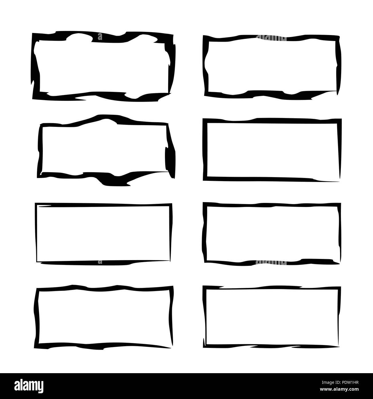 Rectangle Without Edges Set of black rectangle grunge frames. Geometric empty borders. Vector ...