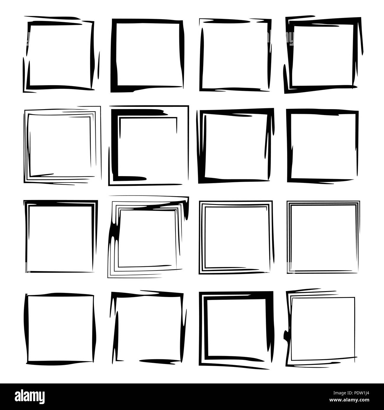 Rectangle Without Edges Set of black rectangle grunge frames. Geometric empty borders. Vector ...