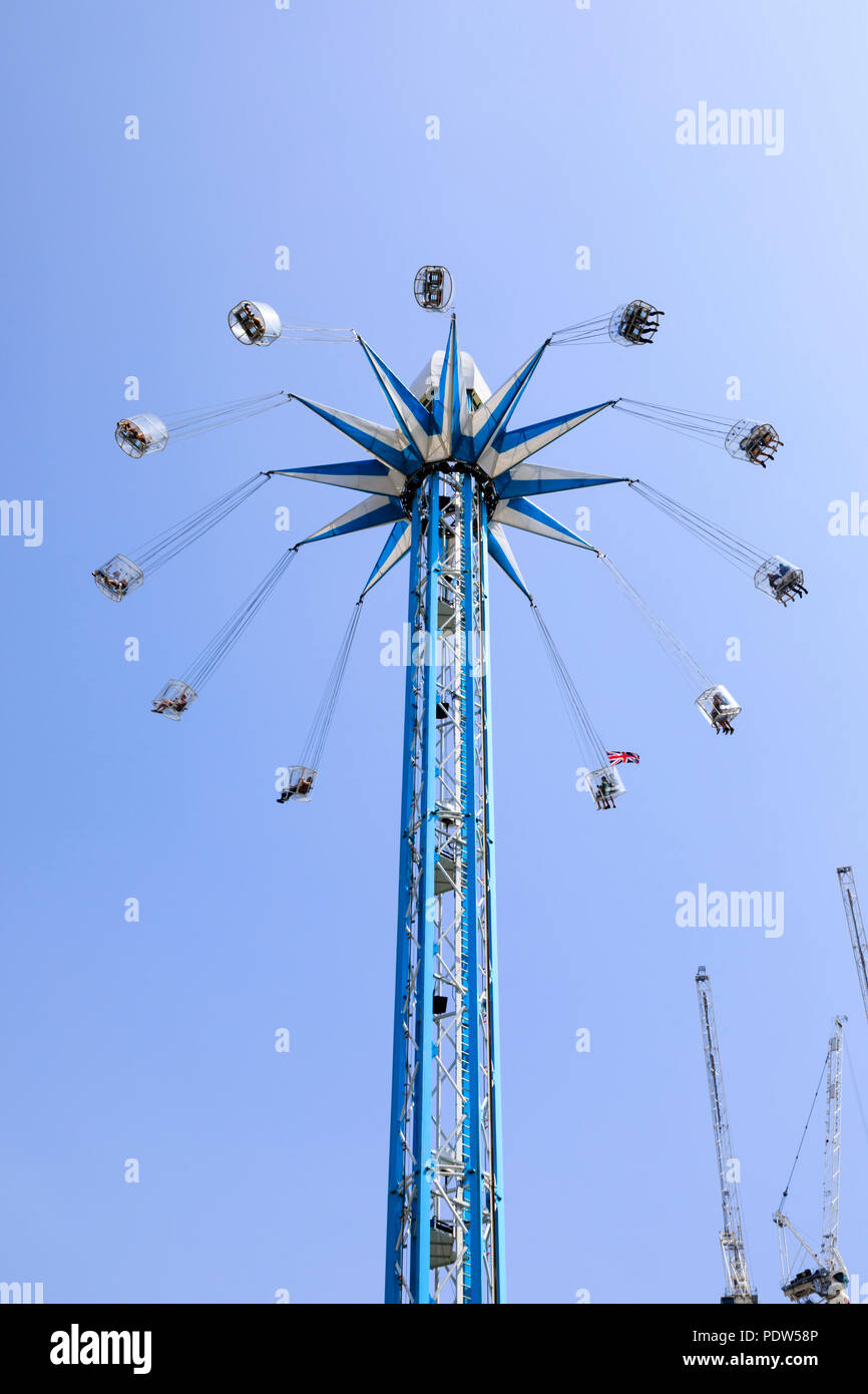 The Southbank Centre's Wonderground fun fairground ride 'Starflyer'. South Bank, London, England. Stock Photo
