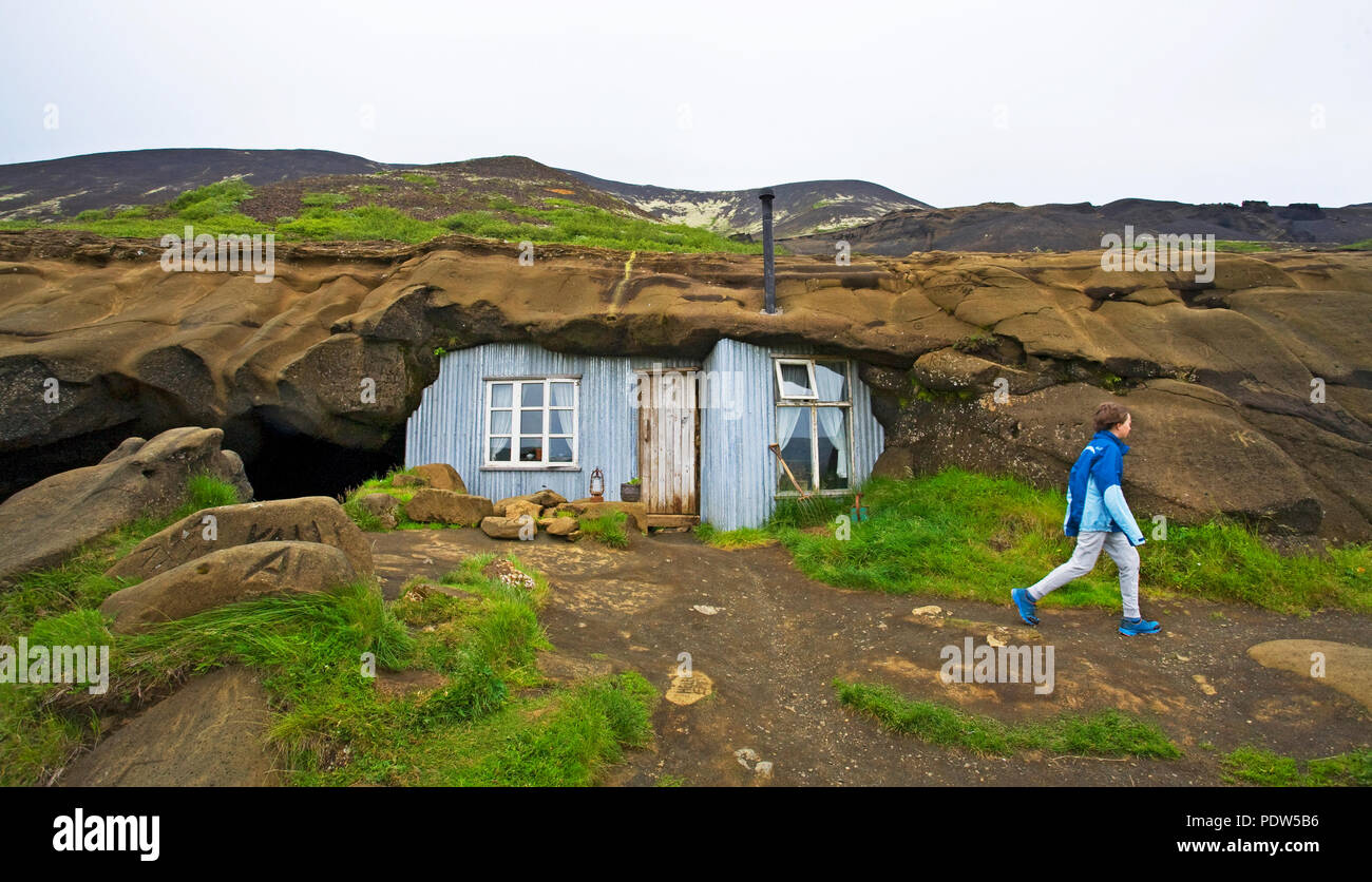 The caves of Laugarvatn, also known as the home of  "The Cave people", hand carved in the 1700s, have been used for everything from homes to cow and s Stock Photo