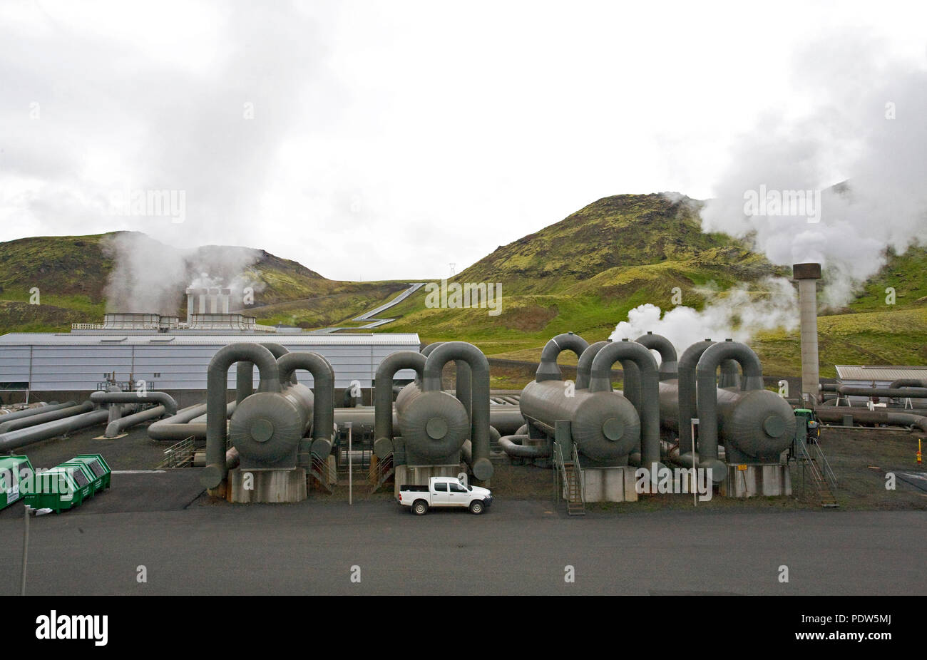 Generating machinery at the Hellisheidi Power Plant in the Hengill area ...