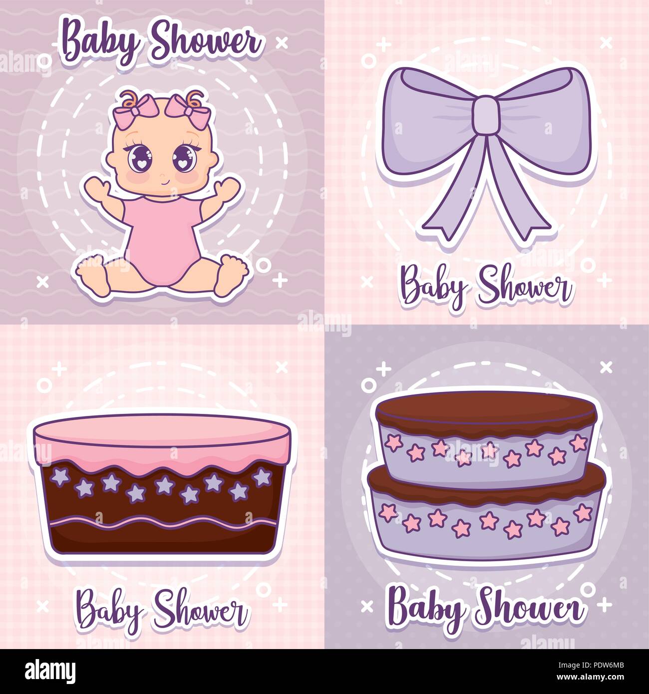 baby shower icon set design over colorful squares background, vector ...