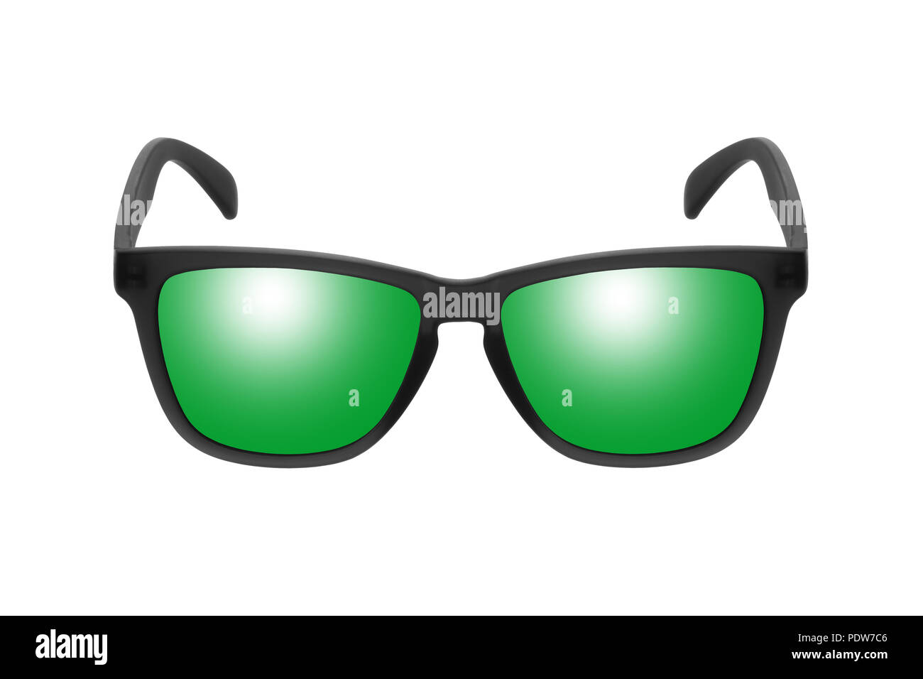 Sunglasses with green lenses isolated on white background Stock Photo