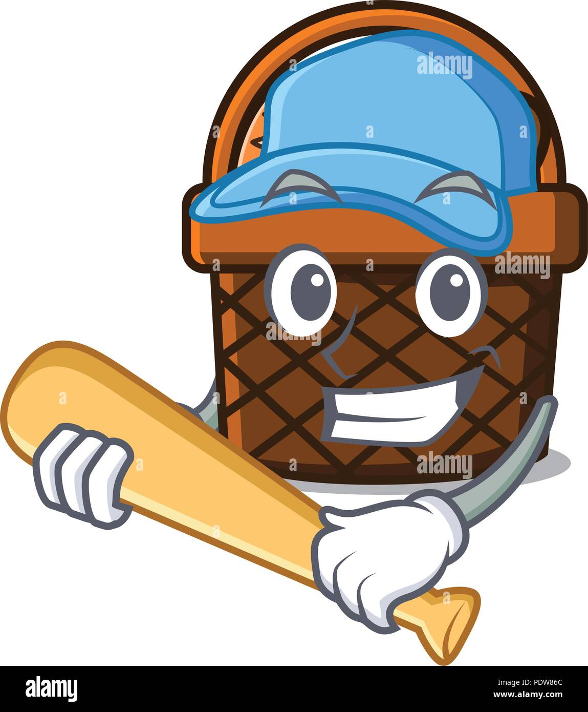 Playing baseball bread basket character cartoon Stock Vector Image