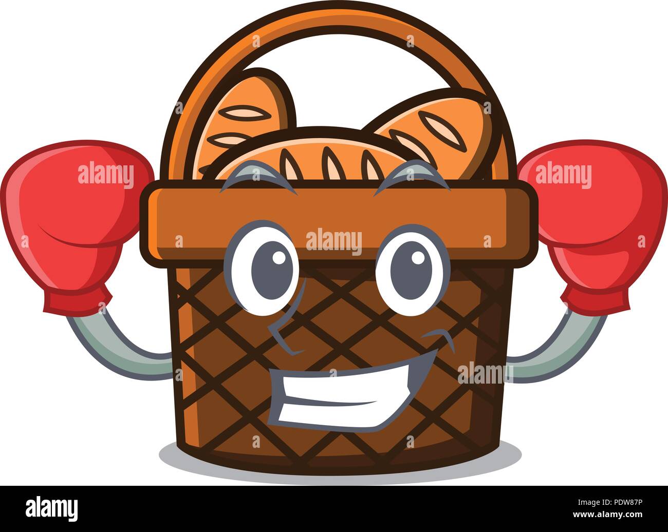Boxing bread basket character cartoon Stock Vector Image & Art Alamy