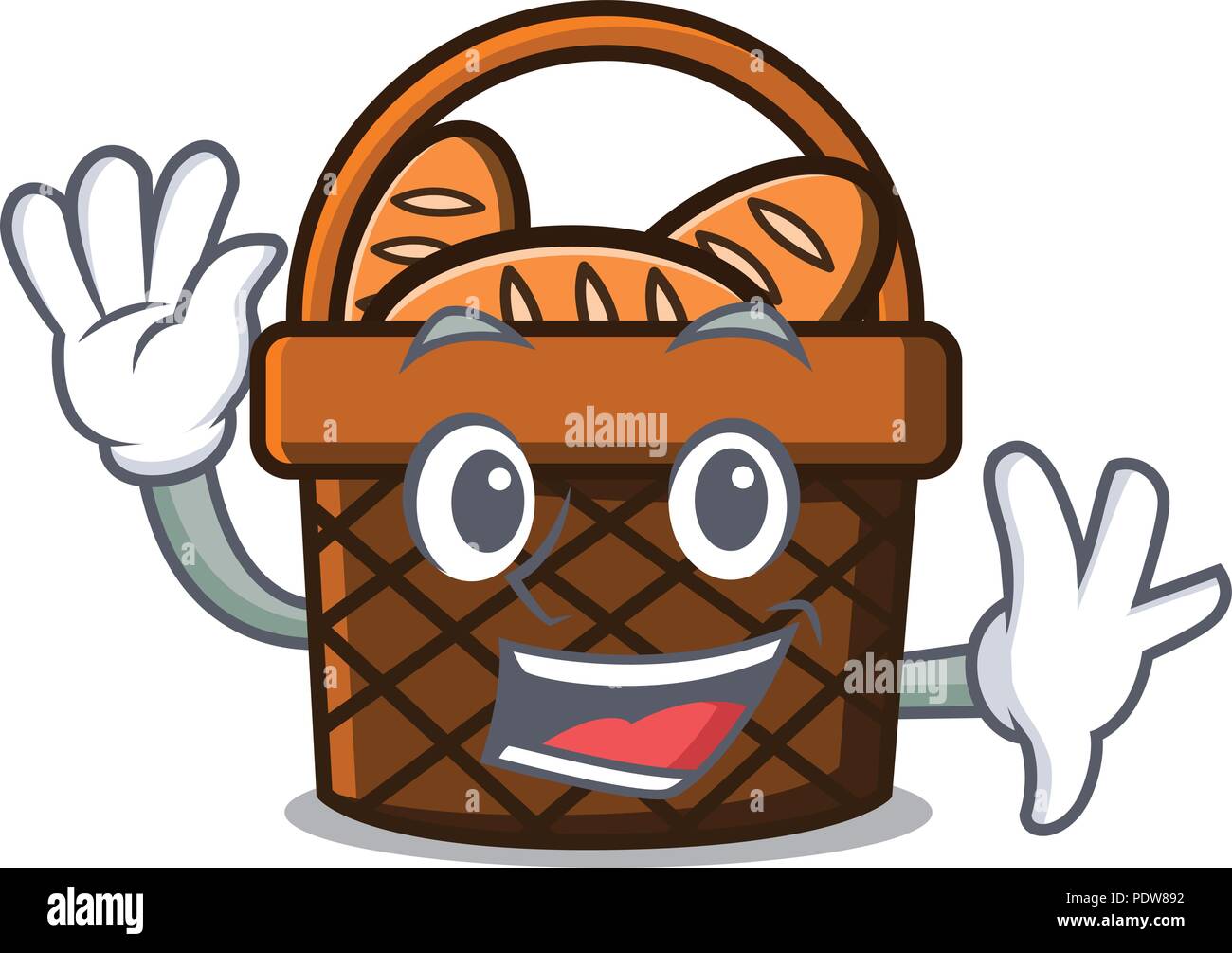 Waving bread basket character cartoon Stock Vector Image & Art Alamy