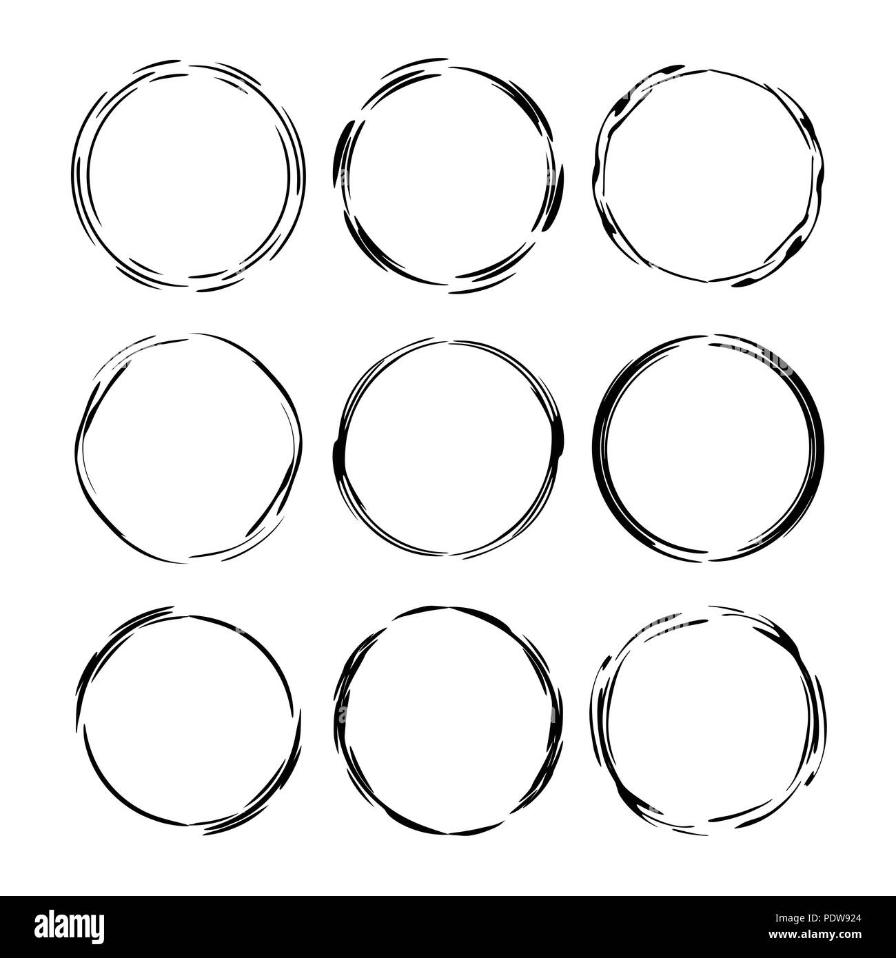 Download Set of round grunge decorative frames. Empty decorative ...