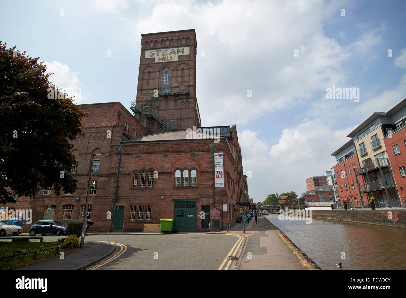 the steam mill business centre on the Shropshire union canal main line in chester cheshire england uk Stock Photo