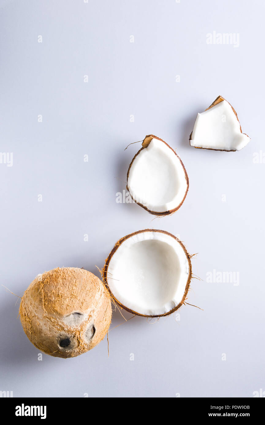 Collection of coconut pieces isolated on a white background Stock Photo