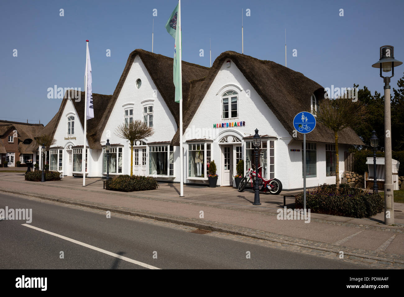 Thatched-roof houses, Kampen, Sylt, North Frisian Island, North Frisia, Schleswig-Holstein, Germany, Europe Stock Photo