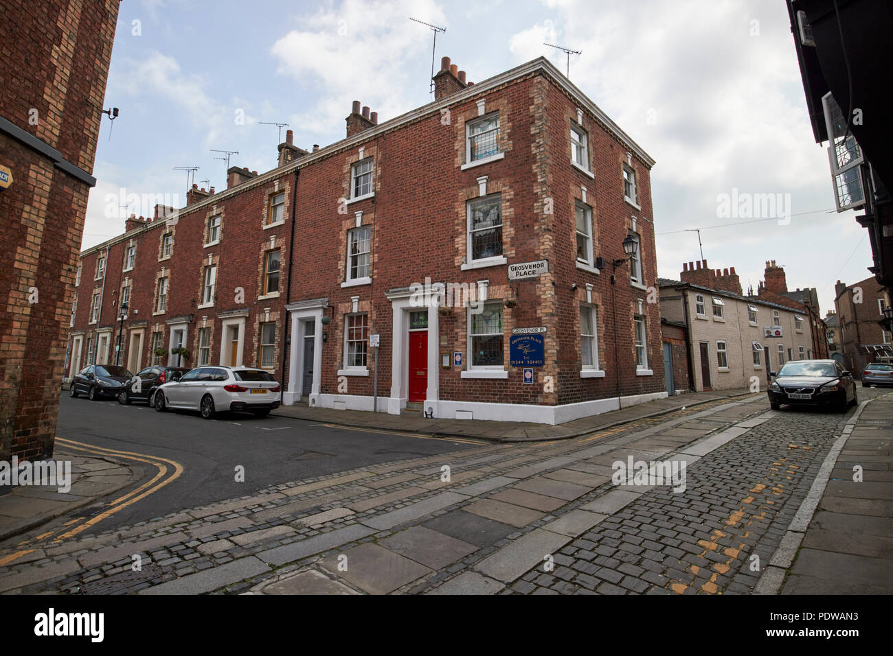 victorian neo-georgian terraced townhouses on grosvenor place chester cheshire england uk Stock Photo