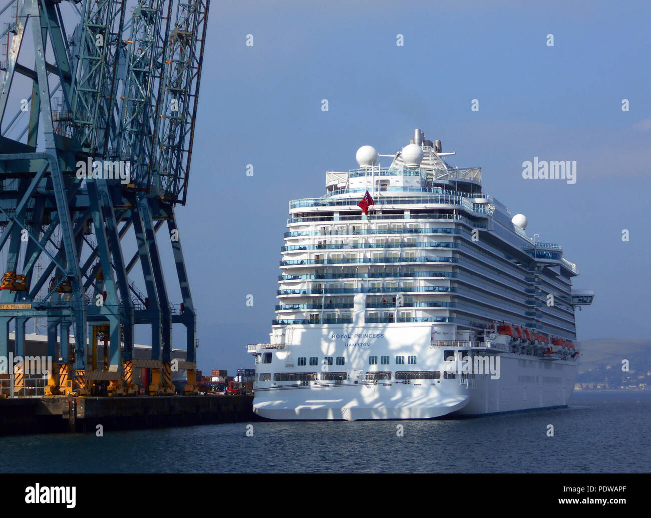 The Huge Luxury Cruise Ship The Royal Princess Moored At Greenock Ocean Terminal On The Firth Of Clyde In Scotland Stock Photo Alamy