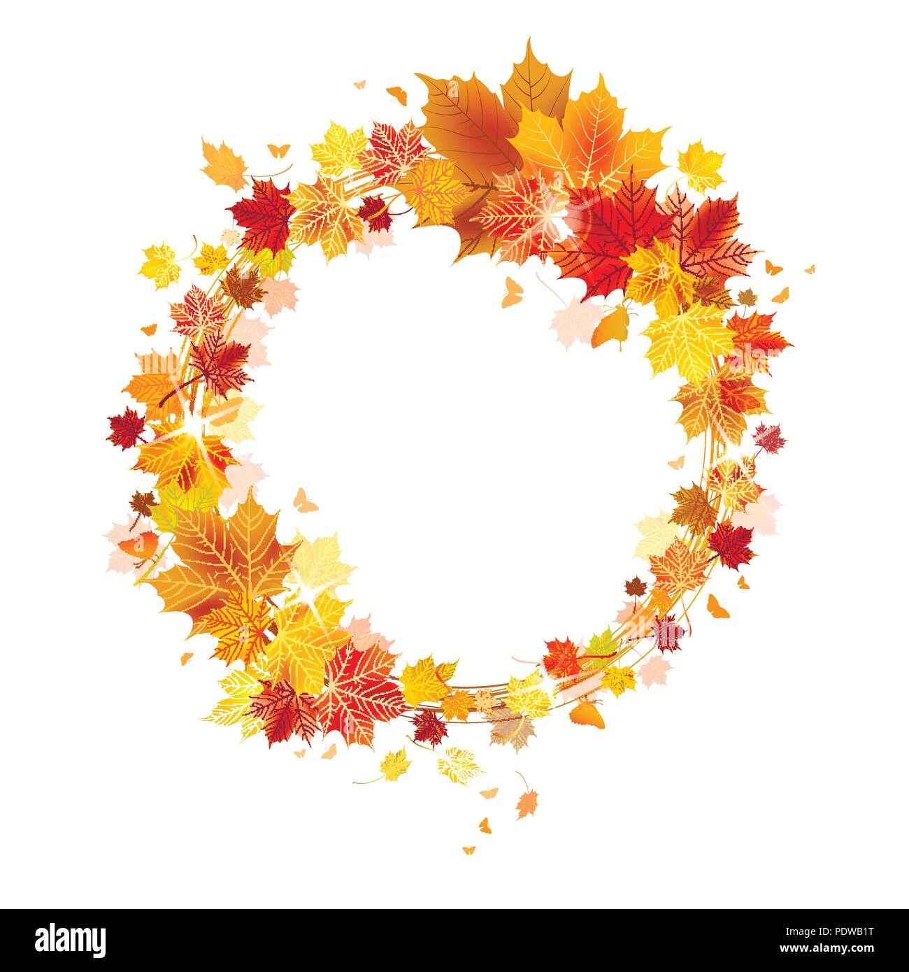 autumn wreath of maple leaves on a white background Stock Vector Image ...