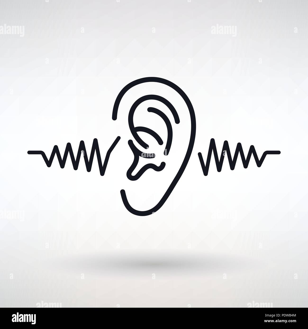 ear listens icon on a light background Stock Vector